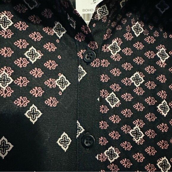 Style & Co Mesh Geometric Button Down Dress NWT Purple Black Size S - Picture 5 of 13